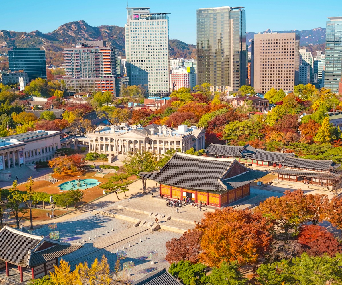Autumn View of Deoksugung Palace (dating to the 1590s) in Seoul
